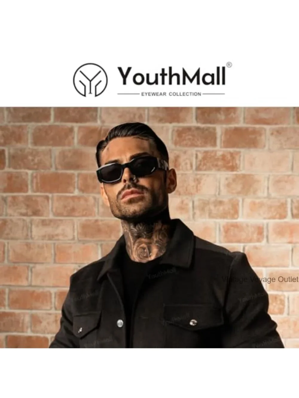 Retro 90s Rectangle Sunglasses for Women Men Thick Square UV400